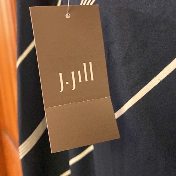J Jill Wearever Collection Diagonal Stripes Pencil Midi Skirt in Navy/White NWT - Picture 4 of 10